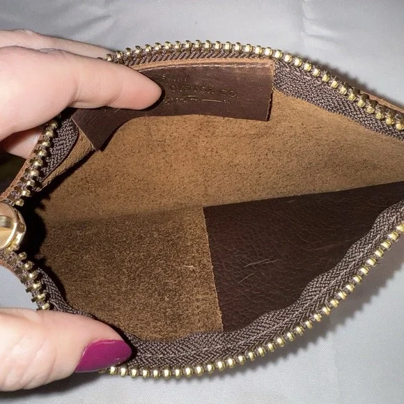 WILDWOOD OYSTER CO. LEATHER CLUTCH TEAL ROPE WRISTLET BROWN LEATHER WALLET POUCH